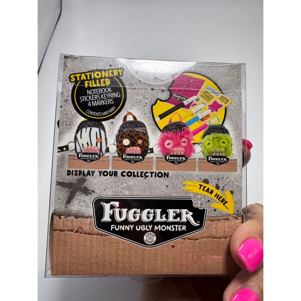 Fuggler Funny Ugly Monster Pink Fuzzy Mini Backpack Stationery Set New in Box - Picture 3 of 3